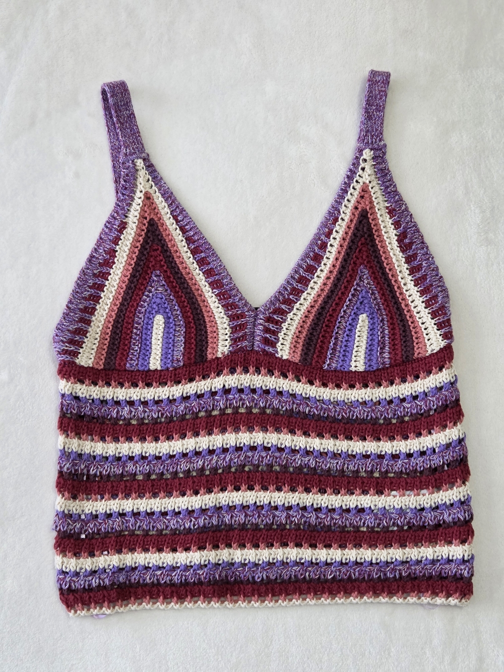 Primark Crochet Stripe V-Neck Tank - Rita Ora - Size Small